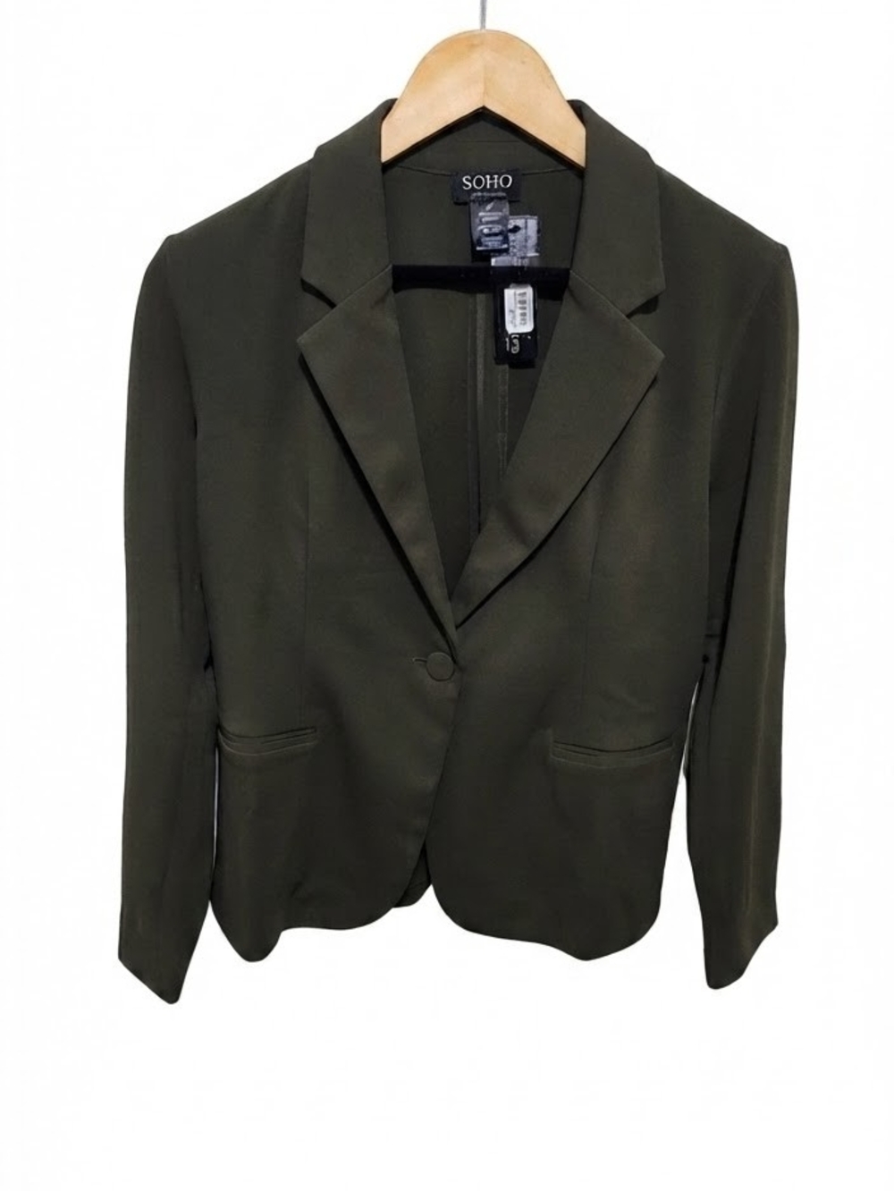SOHO Olive Green Single-Button Women's Blazer